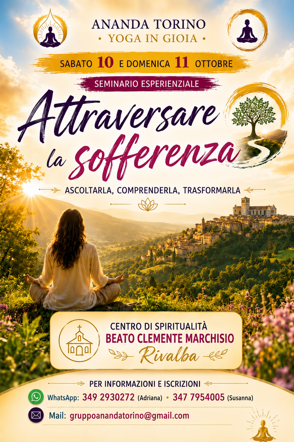 Locandina del ritiro a Rivalba, 10 e 11 ottobre 2026, Attraversare la sofferenza